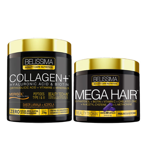 Kit Mega Hair + Collagen Plus Powder 216g - Beautiful